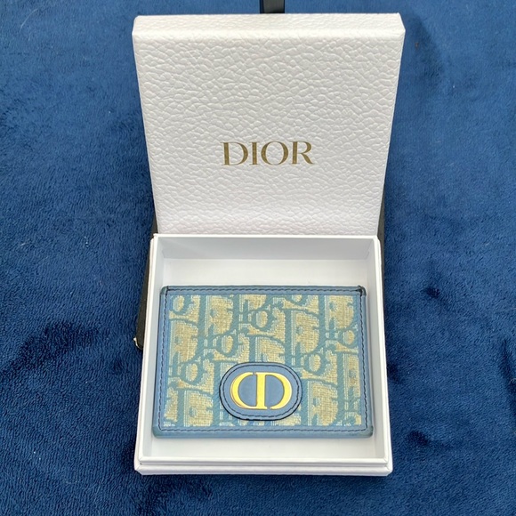 Rare Color: Christian Dior 30 Montaigne Light Blue Credit Card Holder - Picture 1 of 8